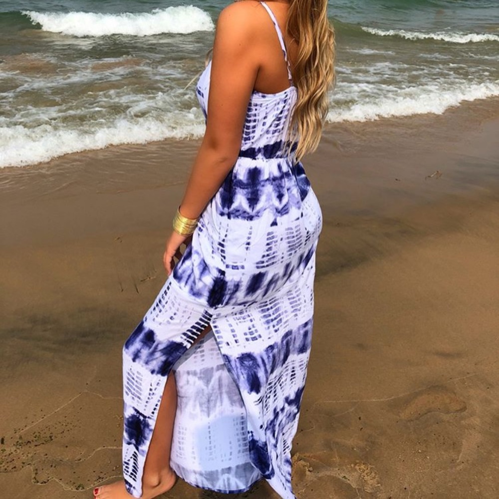 tie die print, indigo long dress💙💜